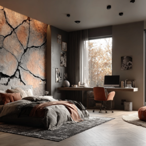 Orange Rock Bedroom Wall