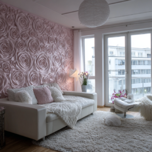 Pink Roses Bedroom Wall