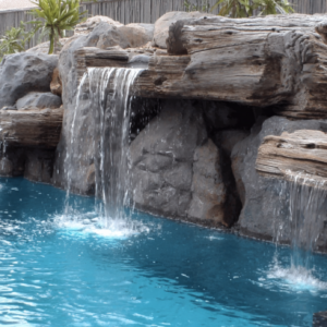 Pool Rock Waterfall With Old Wood