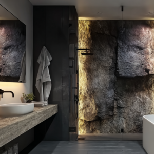 Rugged Rock Bathroom Wall