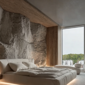 Sandy Limestone Bedroom Wall