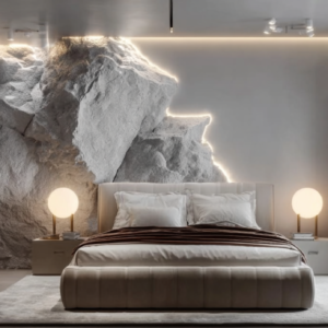 White Massive Rock Bedroom Wall