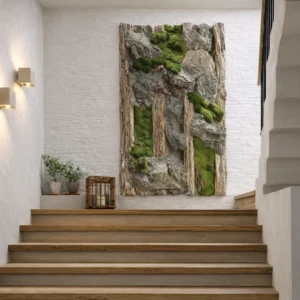 Carved Beams Green Wall