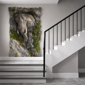 Elephant Carved Green Wall