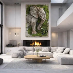 Rocky Elephant Green Wall