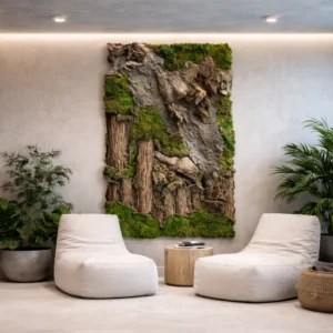 Tree Stumps Green Wall