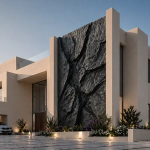 Schwarze Schieferfassade